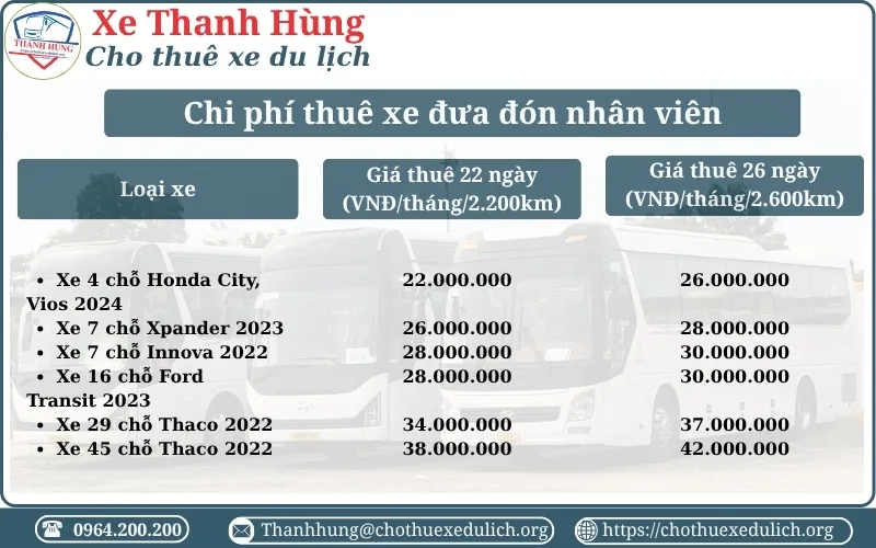 Chi phí thuê xe đưa đón nhân viên