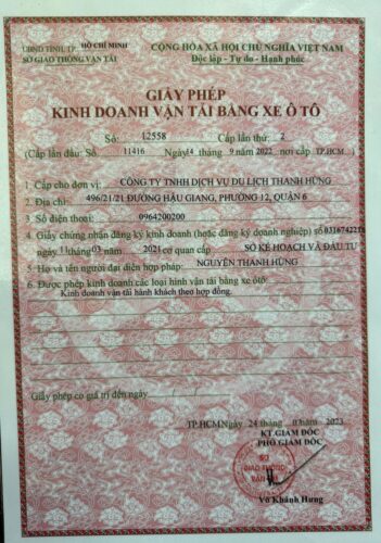 Giấy phép Kinh Doanh vận tải
