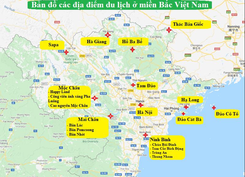 Bản đồ du lịch Việt nam phía bắc