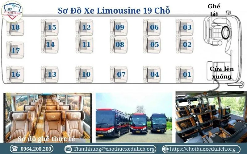 Sơ đồ ghế xe Limousine 19 chỗ