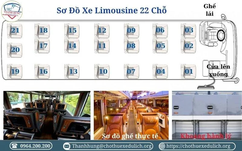 Sơ đồ ghế xe Limousine 22 chỗ