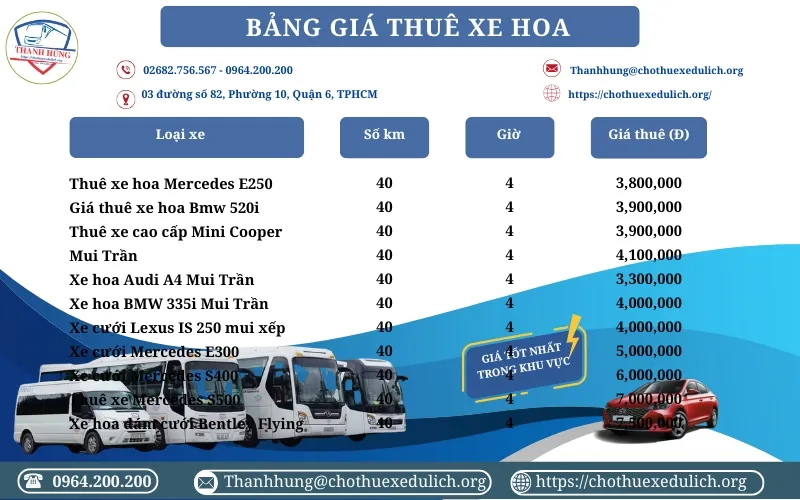 Bảng giá thuê xe hoa