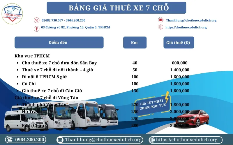 Giá thuê xe 7 chỗ